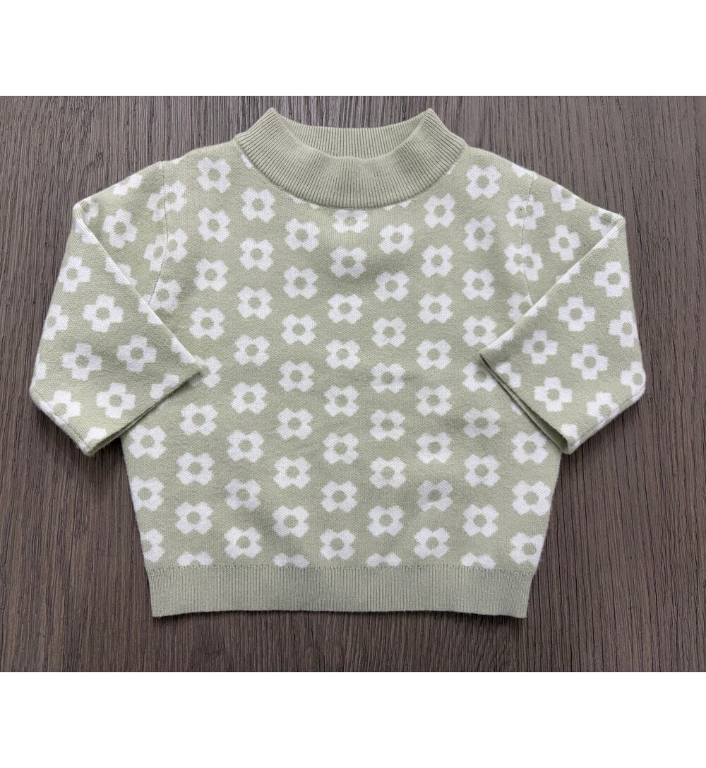 Princess Polly Green Print Mock Neck Sweater Women’s XS/S Cropped Knit